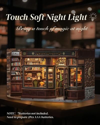 Diy Miniatura Casa De Muñecas Libro Corner Kit Con Luces Led