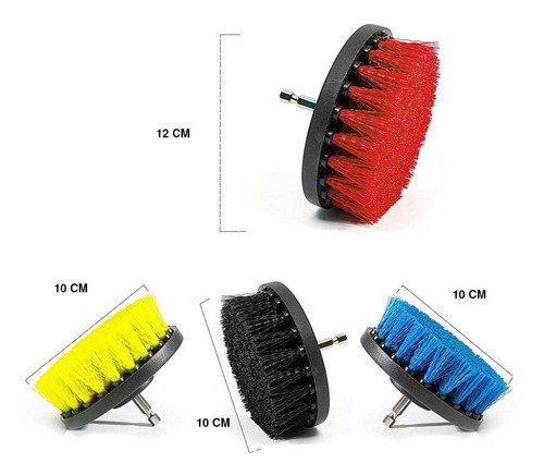 Imagen 3 de 7 de Kit Cepillo Escobilla De Taladro 10 Pzs Nailon Limpieza Baño