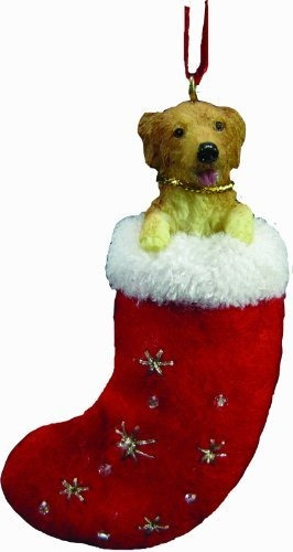 Adorno De Media De Navidad De Golden Retriever Con Detalles 