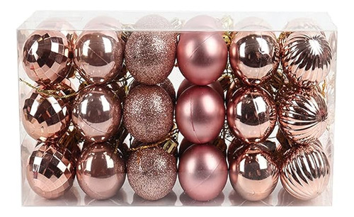 Juego De 36 Bolas De Navidad De Color Oro Rosa Inastillables