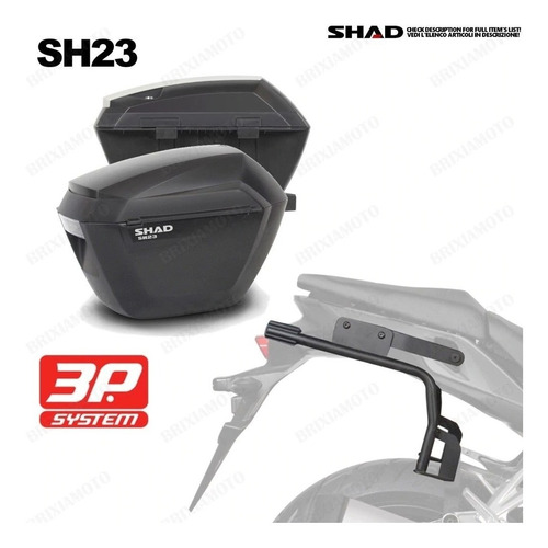 Imagen 3 de 9 de Baul Lateral Shad Sh23 Para Soportes 3p System Moto Delta