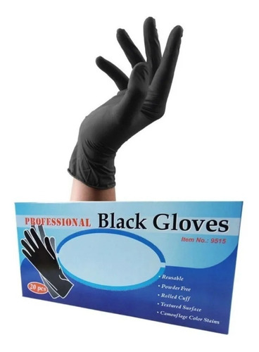 4 Cajas De Guantes Latex Negro Reutilizable Lavable 20pz