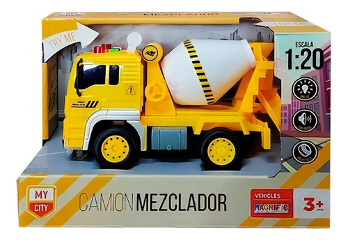 Camion Mezclador Cementero Con Luz Sonido Y Friccion Color Amarillo