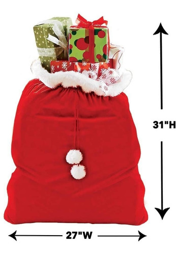 Imagen 2 de 6 de Costal De Santa Claus De Lujo P/ Regalos. Navidad