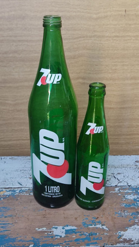 Antigua Botella 7up X2 Logo Vidrio Colección Vintage Retro