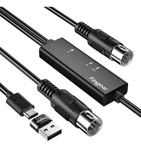 Cable Midi Usb C Con Adaptador Tipo C A Usb, Cable Midi Fasg