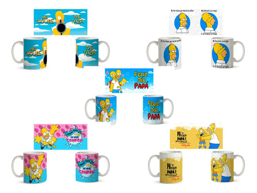 Tazón Día Del Padre Pack 6 Unidades Homero Simpson Taza Papa