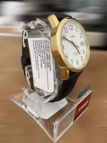 Reloj Hombre Timex Luz Indiglo Correa De Piel 35 Mm T2h2919j Color de la  correa Negro Color del bisel Dorado Color del fondo Blanco