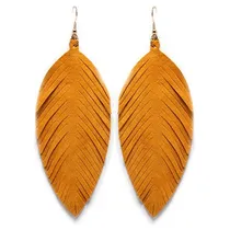 Comprar Aretes Colgantes Grandes De Piel Suave Con Flecos Livianos