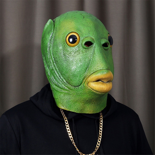 . Máscaras De Cabeza De Pez Verde Feo For Cosplay For