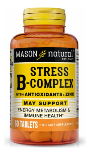 Complejo B Stress Formula + Zinc Con 60 Tabs Hecho En Usa Sabor Sin Sabor