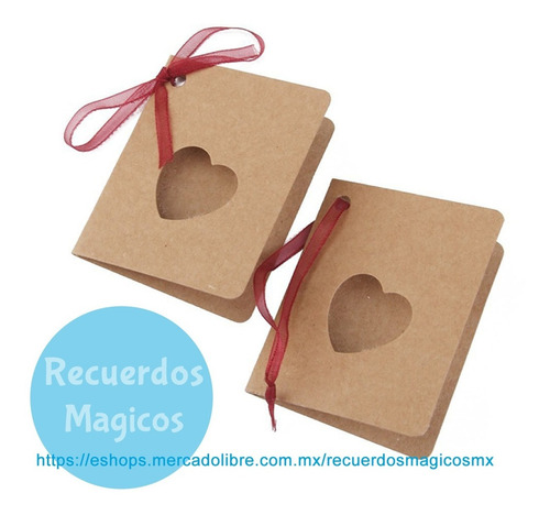 10 Tarjetas Invitaciones Decoración Fiesta Corazón Boda Kraf
