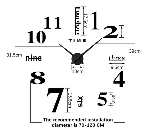 Cugbo Diy Reloj De Pared Moderno Grande 3d Pegatizas De Espe
