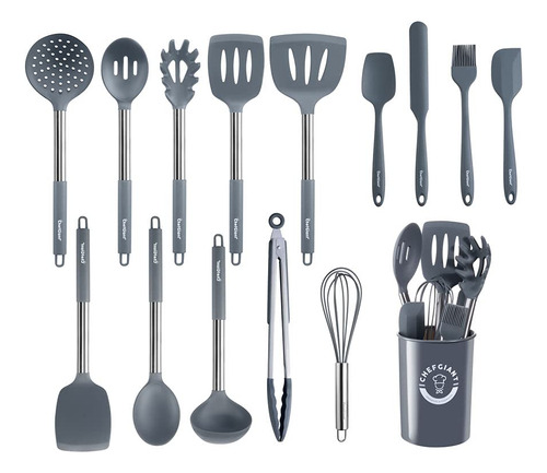 Juego Utensilios Cocina Silicona - Acero Inoxidable, 15 Piez