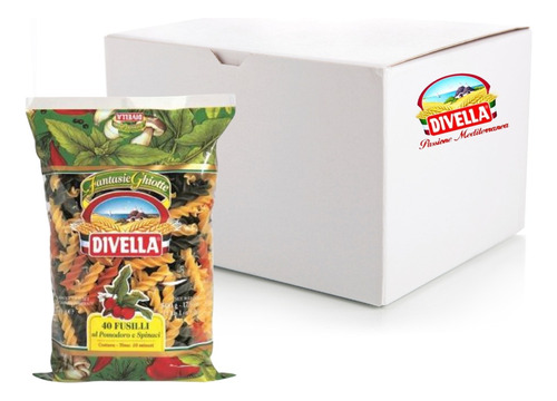 Fusilli Tricolore Pasta Espinaca Tomate Pack 24 X 500g C/u