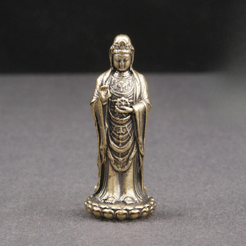 Mini Estatua De Guan Yin, Decoración De Latón, Artesanía,