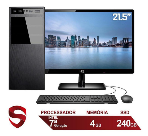 Imagem 1 de 5 de Computador Intel G3930 4gb Ssd 240gb Monitor 21.5 Skill Pro