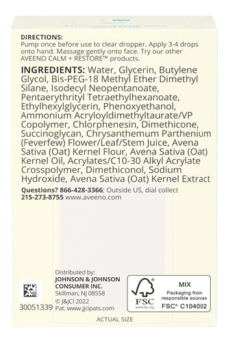 Sérum Facial Hidratante Aveeno Calm Restore Triple Oat