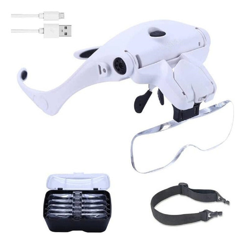 . Lupa Diadema Carga Usb Luz Led 5 Lentes