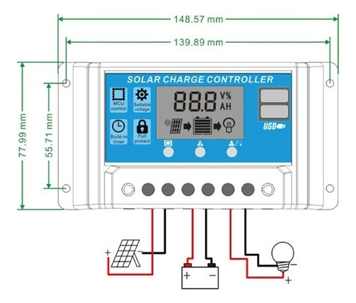 Controlador De Carga Solar 100a 12v/24v Pwm Automático