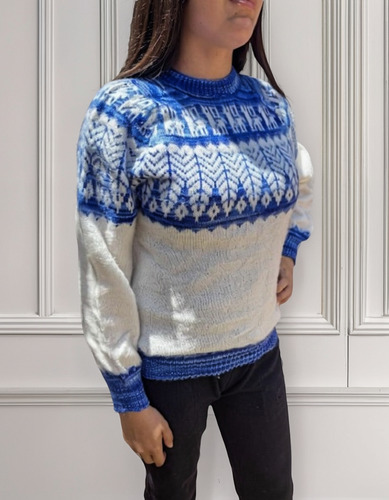 Sueter Pulover De Lana De Alpaca Clásico Hojitas