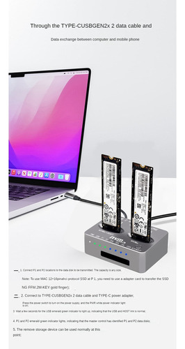 Asd Estación De Acoplamiento M.2 Nvme Ssd Clone Dual Nvme