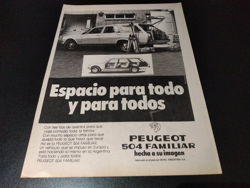 (pa478) Publicidad Clipping Peugeot 504 Familiar * 1981