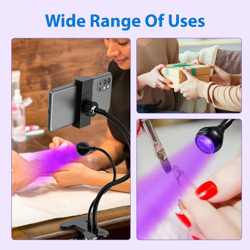 Lampara Para Uñas Uv Led 3w Usb Flexible Con Gancho Soft Gel Color With Phone Holder