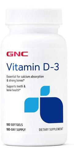 Gnc Vitamina D-3, 50 Mcg., 2000 Iu, 180 Tabletas.