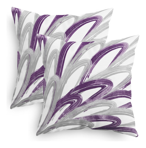 Funda De Almohada Decorativa Vellón Plumas Abstractas Morado