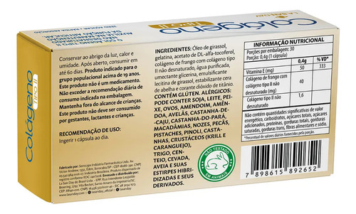 Suplemento La San-Day Colágeno Tipo II Não Desnaturado e Vitamina E 30 Cápsulas