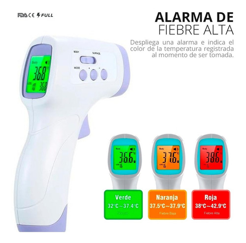 Imagen 3 de 9 de Termómetro Infrarrojo Digital | Frente Y Corporal Uso Médico