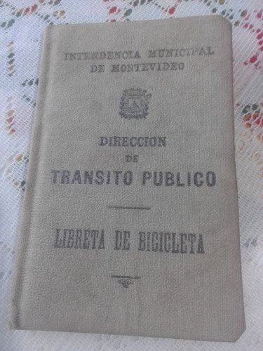 Antigua Libreta De Bicicleta Transito Año 1953