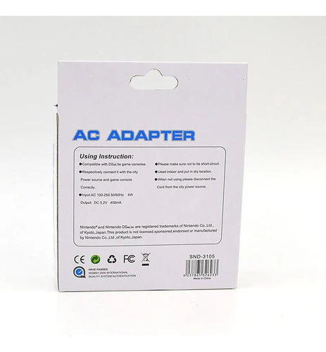 Adaptador De Corriente Compatible Con Nintendo Ds Lite