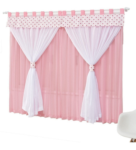 Cortina Quarto Infantil Menina Coroinha 2mts Cor Rosê