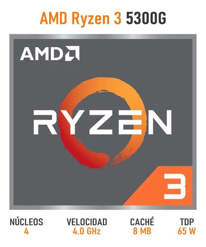 Procesador Amd Ryzen 3 5300g, 4 Núcleos, 4 Ghz, Am4, Ddr4