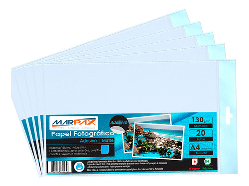 Papel Fotográfico Adesivo Matte Fosco A4 130g 100 Folhas