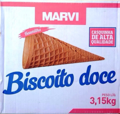 Cone Casquinha Sorvete Marvi Biscoito Doce Caixa Com 300 Un