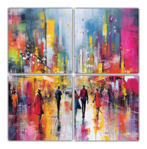 60x60cm Cuadro Decorativo Nueva York Riqueza Visual Flores