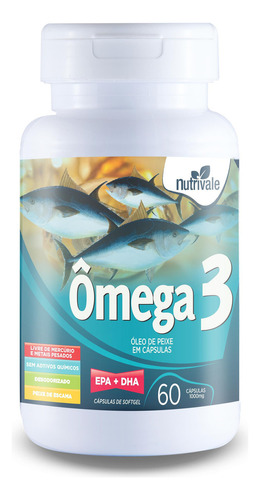 Ômega 3 1000mg Nutrivale 60 Cápsulas