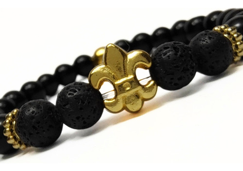 Pulsera De Hombre Lava Flor De Lis Dorada