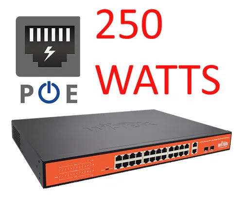 Switch 24 Poe + 2 Sfp Giga Fibra + 2 Rj45 Giga Cobre 250 Wat