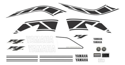 Kit Adesivos Compatível Yamaha Yzf R1 Amarela 50 Anos R10650 Cor ADESIVO EMBLEMA GRÁFICO R1 2006 50 anos Amarela