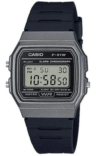 Relógio Casio Standard Unissex Digital Borracha F-91wm-1bdf