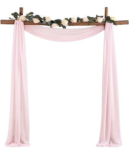 1 Panel Cortinas Gasa Rosa Rubor Para Boda 6 Yardas Cortinas