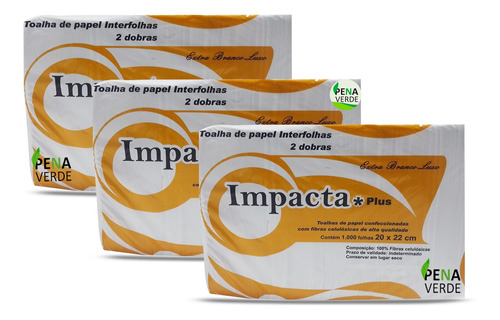 Combo 3 Pacotes C/ 1000 Papel Toalha Interfolhado Impacta