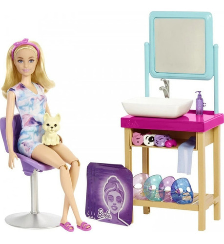 Muñeca Barbie Dia Del Spa Con Mascarillas Febo 