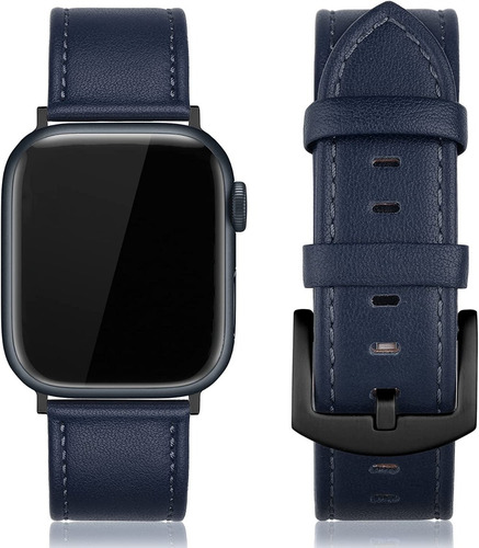 Correa Cuero Edimens Compatible Con Apple Watch 45mm Azul