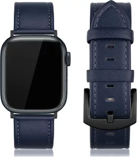 Correa Cuero Edimens Compatible Con Apple Watch 45mm Azul