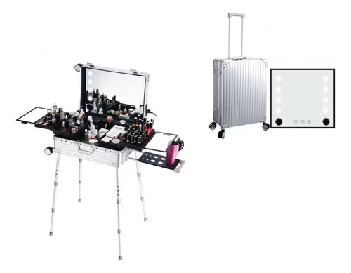 Maleta Camarim Para Maquiagem Profissional C/ Bluetooth Cor Prata